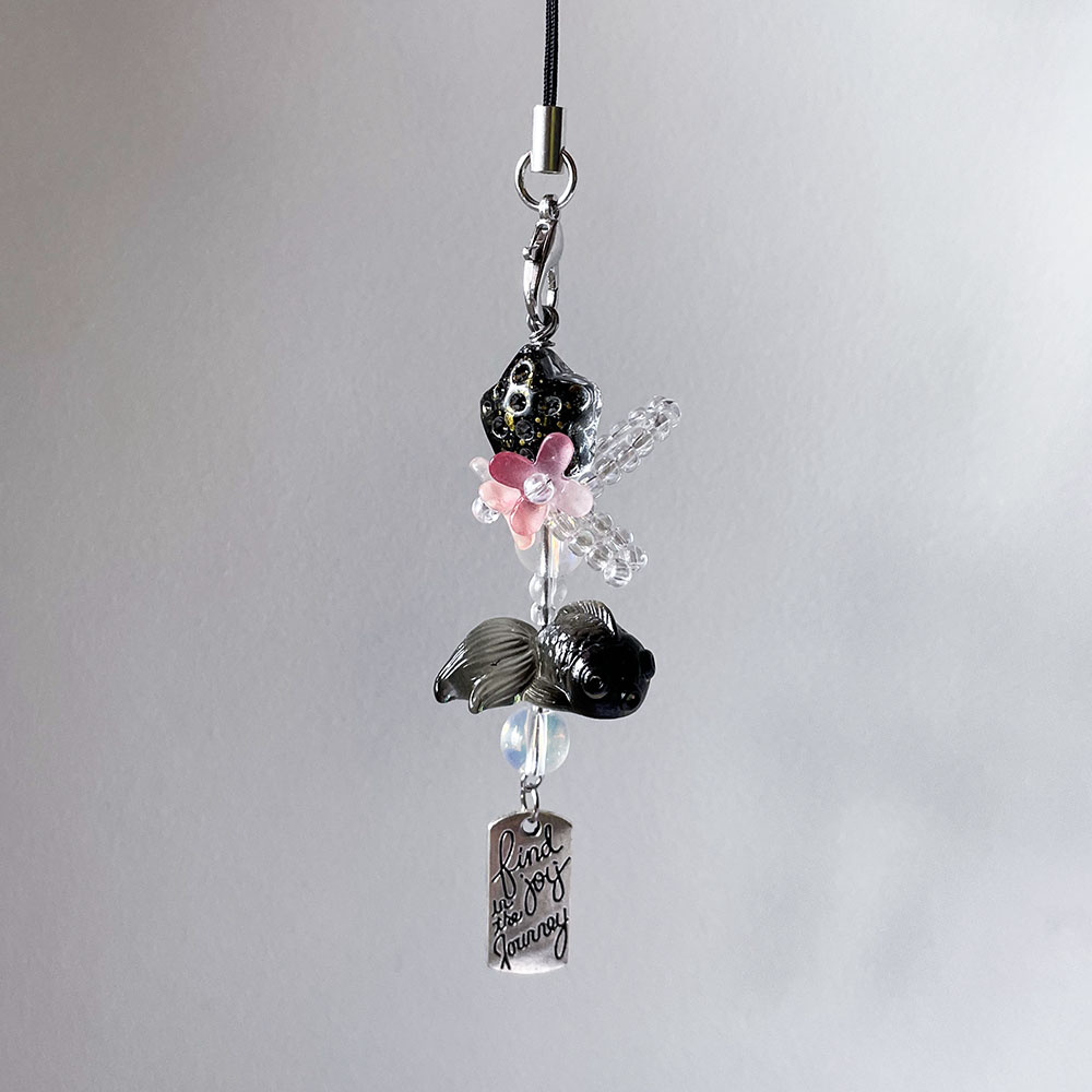 Women Bags With Wallet - Black Goldfish Phone Charm Chain Pink