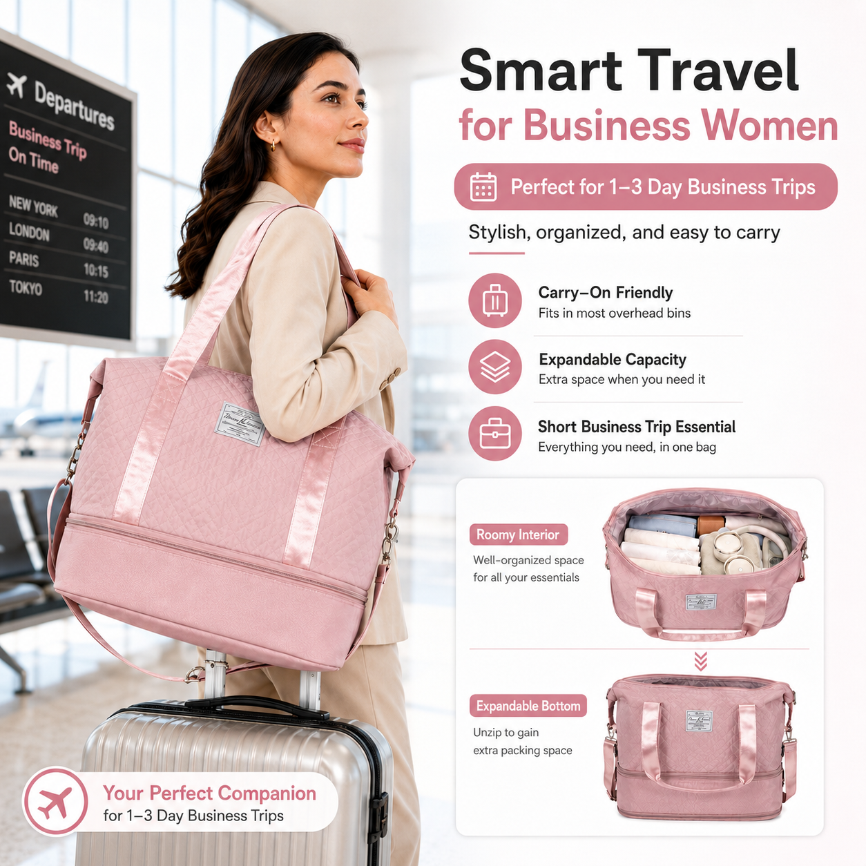 Women Bags Pk - Women’s Business Travel Duffel Bag Expandable
