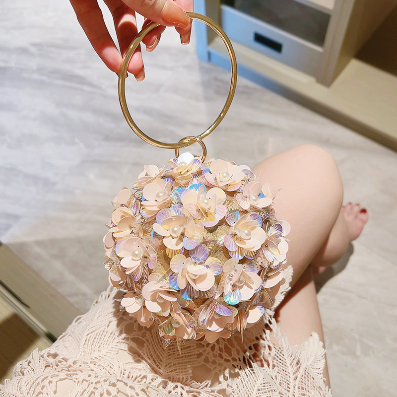 Women'S Evening Bags - Mini Sequin Flower Evening Bag, Elegant