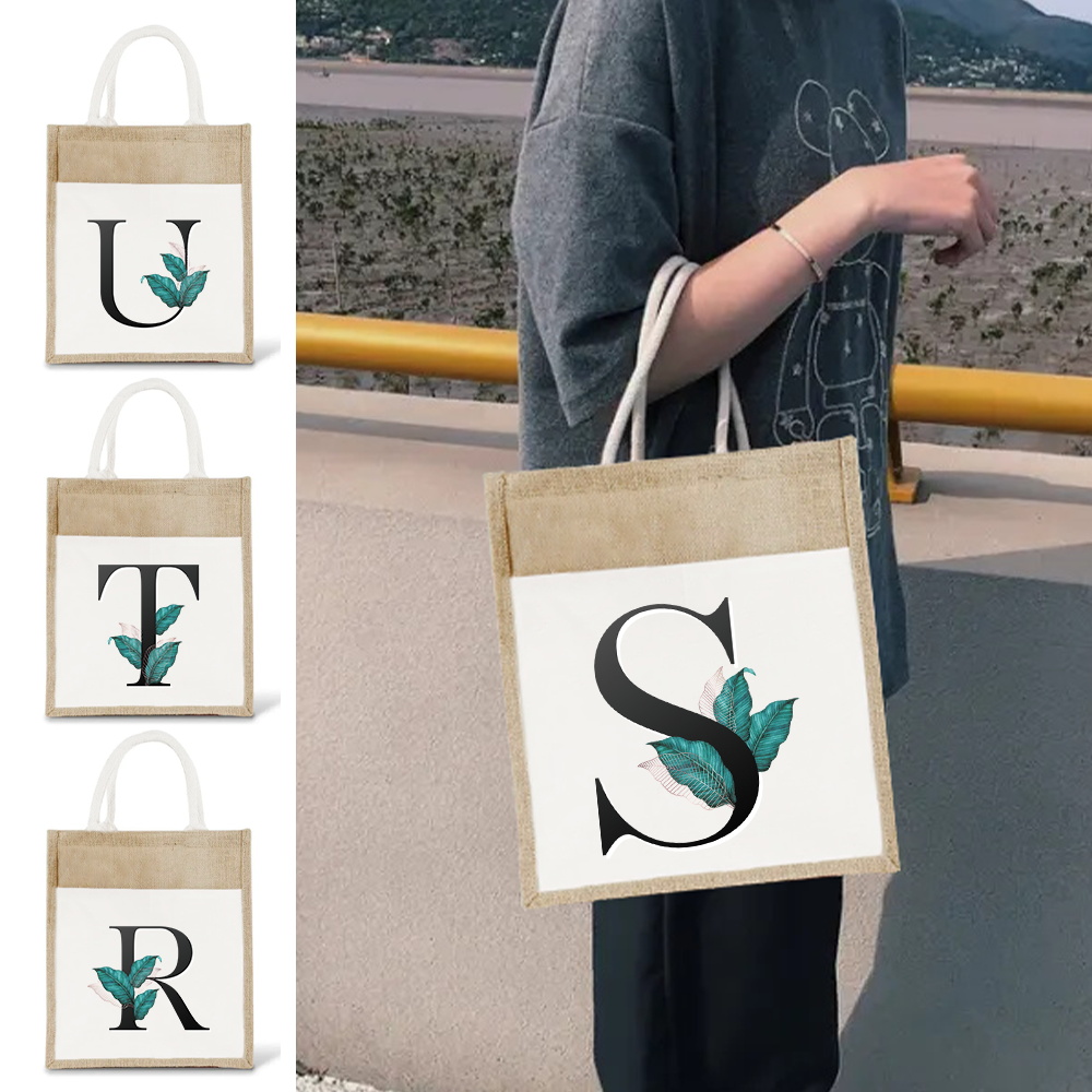 Women Bags Jute - Burlap Jute Tote Bag Vintage Reusable