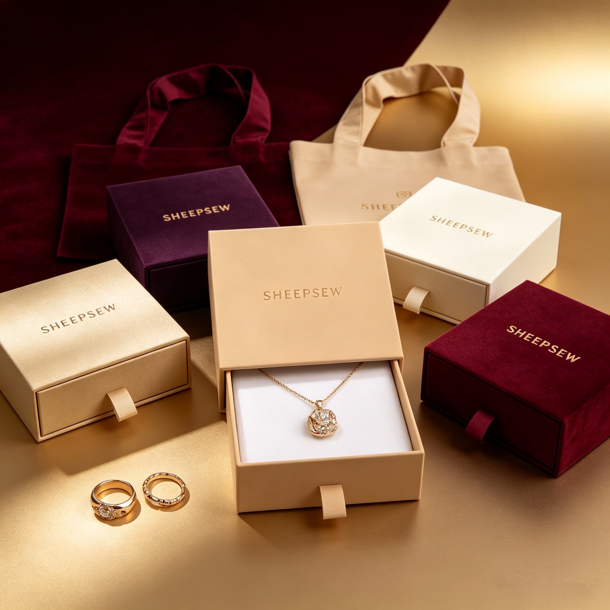 Box Bag Rigid - 50pcs Luxury Custom Logo Rose Jewelry