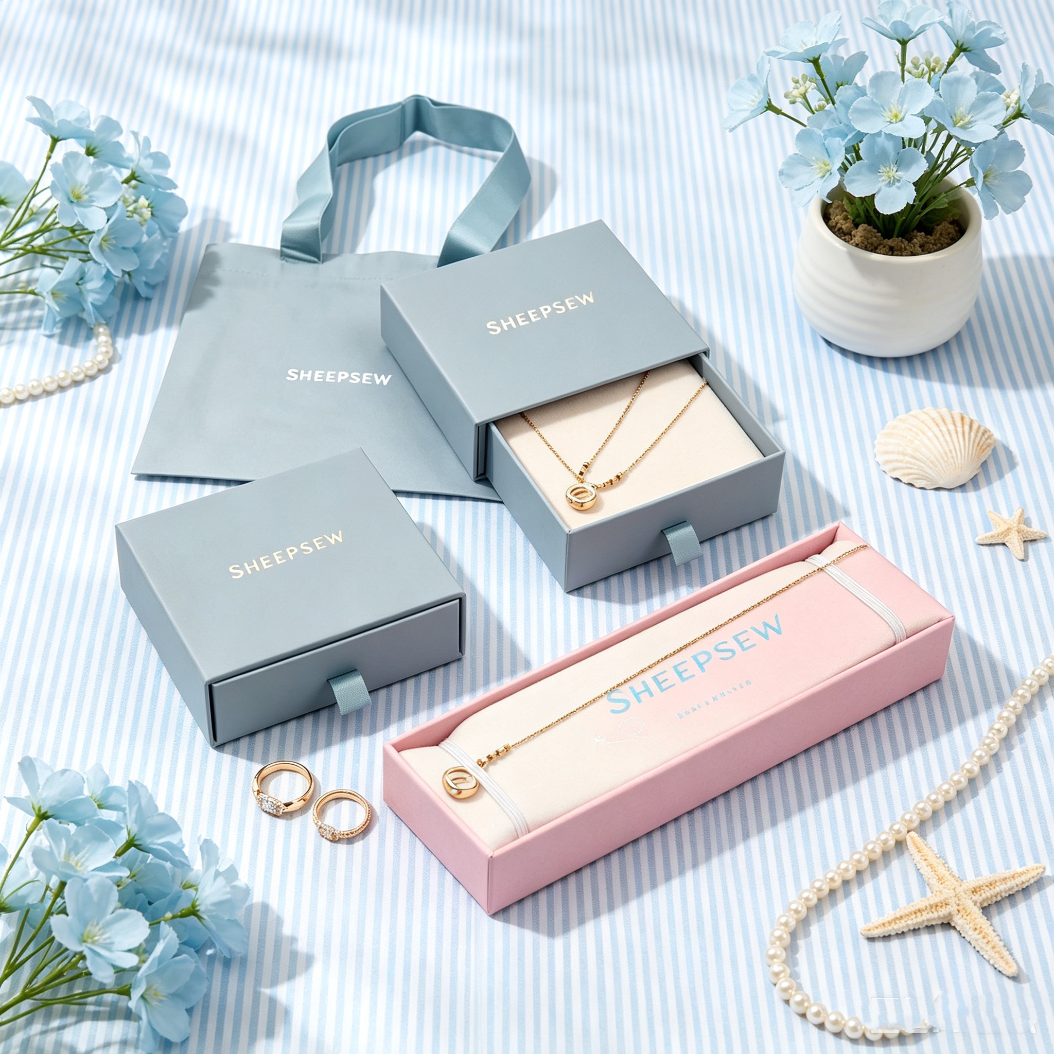 Box Bag Rigid - 50pcs Recyclable Rigid Cardboard Jewelry Drawer