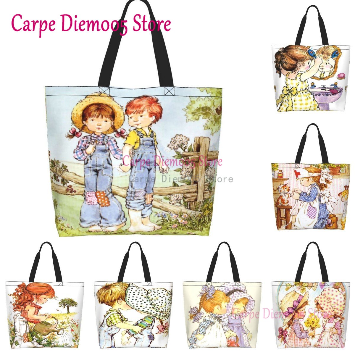 Women Bags Outlet - Sarah Kay Print Shopping Bag Lady
