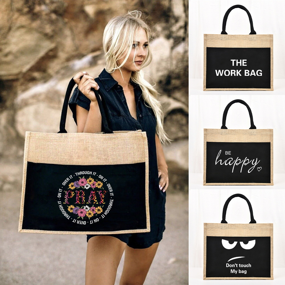 Women Bags Jute - Tote Bag Reusable Jute Shopping Bag