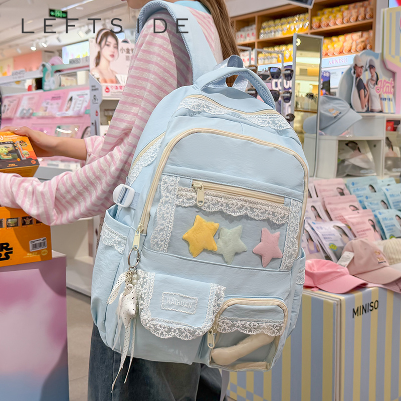 Women Bags In Trend - Women Lace Decor Backpack Cute Large