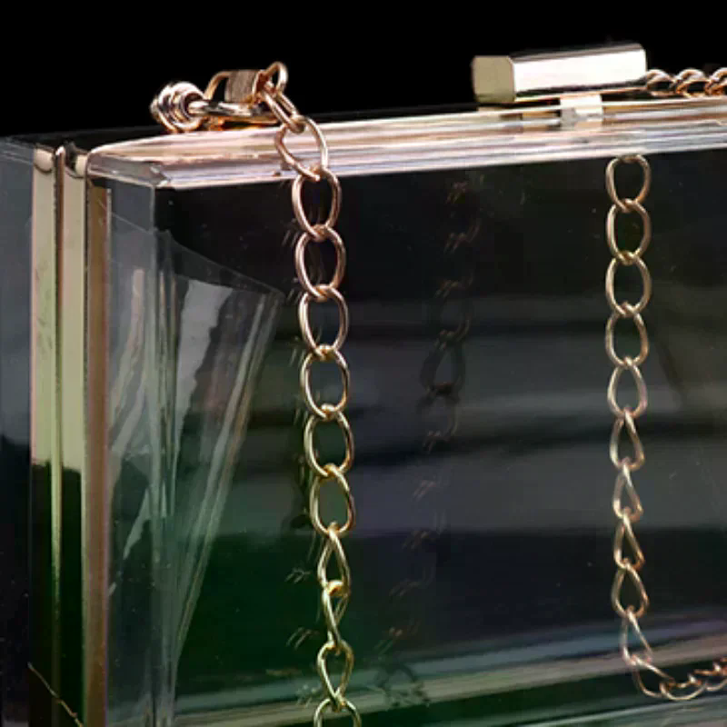 Women'S Evening Bags - Transparent Acrylic Box Clutch Bag Chain
