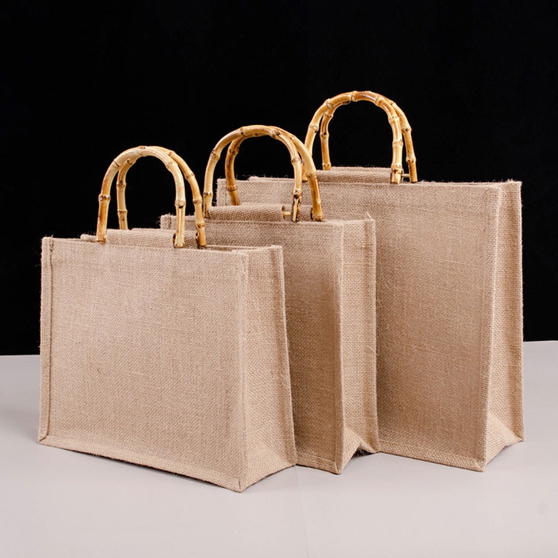 Women Bags Jute - Portable Burlap Jute Shopping Bag Handbag