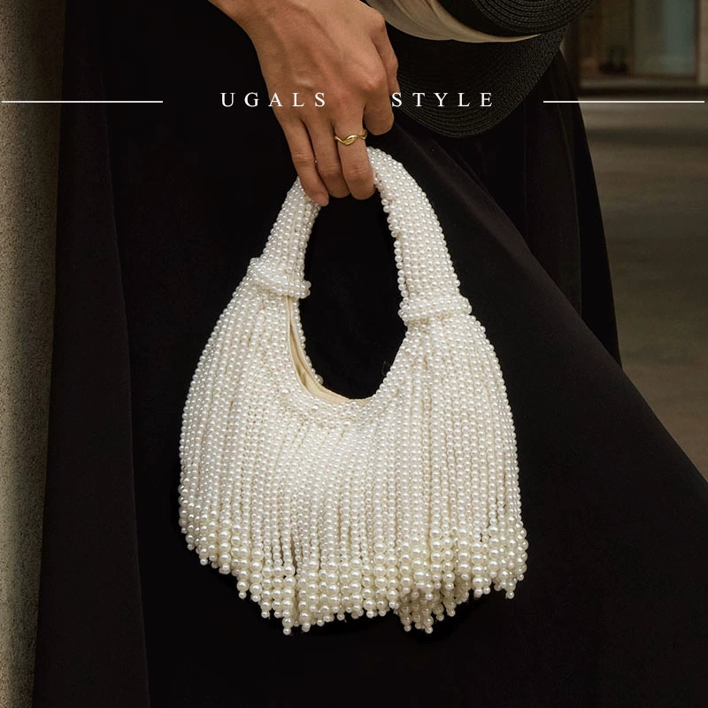 Women'S Evening Bags - Design Handle Pearl Evening Clutch Bag