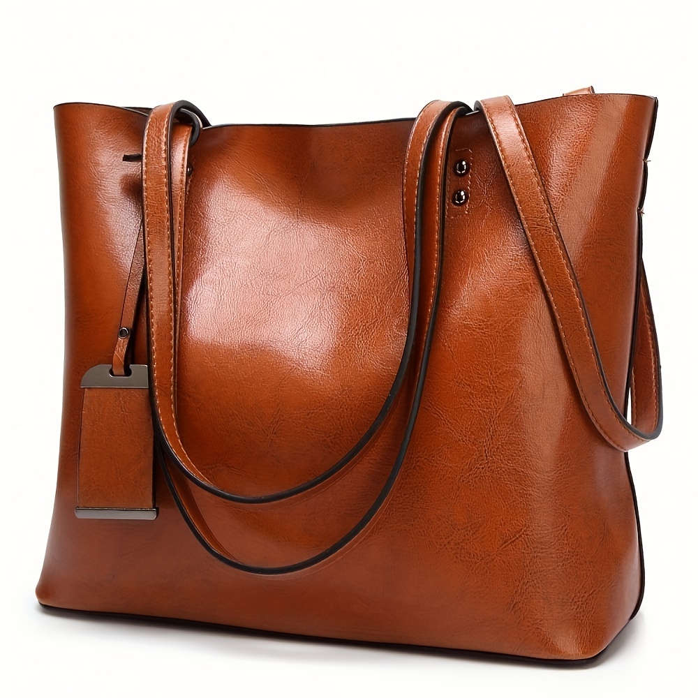 Women'S Bags For Work - Fashionable Classic Retro Leather Women's Tote