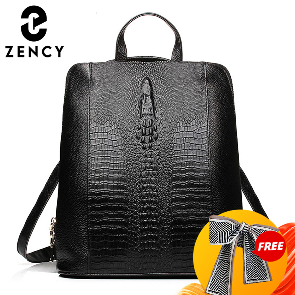 Women'S Bags For Work - Zency Women's Crocodile Leather Backpack 100%