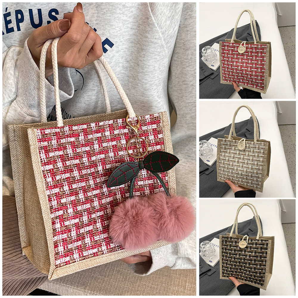 Jute Tote Bag Woven Linen Hand - Women Bags Jute recension och pris