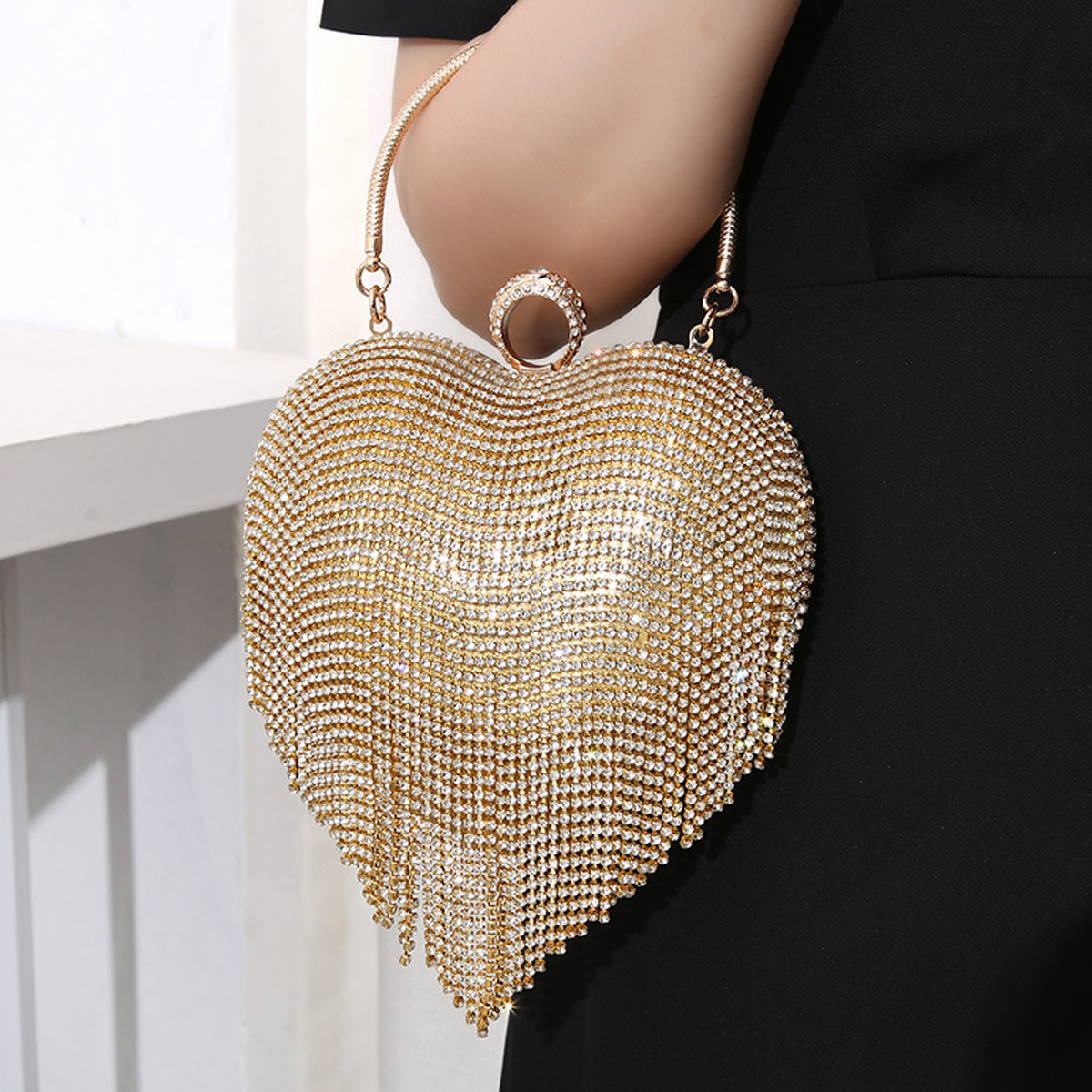 Rhinestone Evening Bag Heart P - Women Bags With Wallet recension och pris