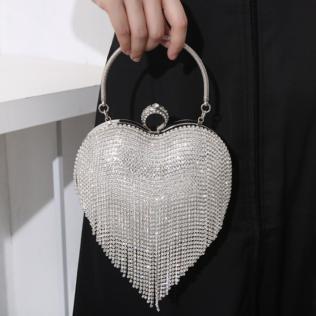 Rhinestone Evening Bag Heart P - Women Bags With Wallet recension och pris