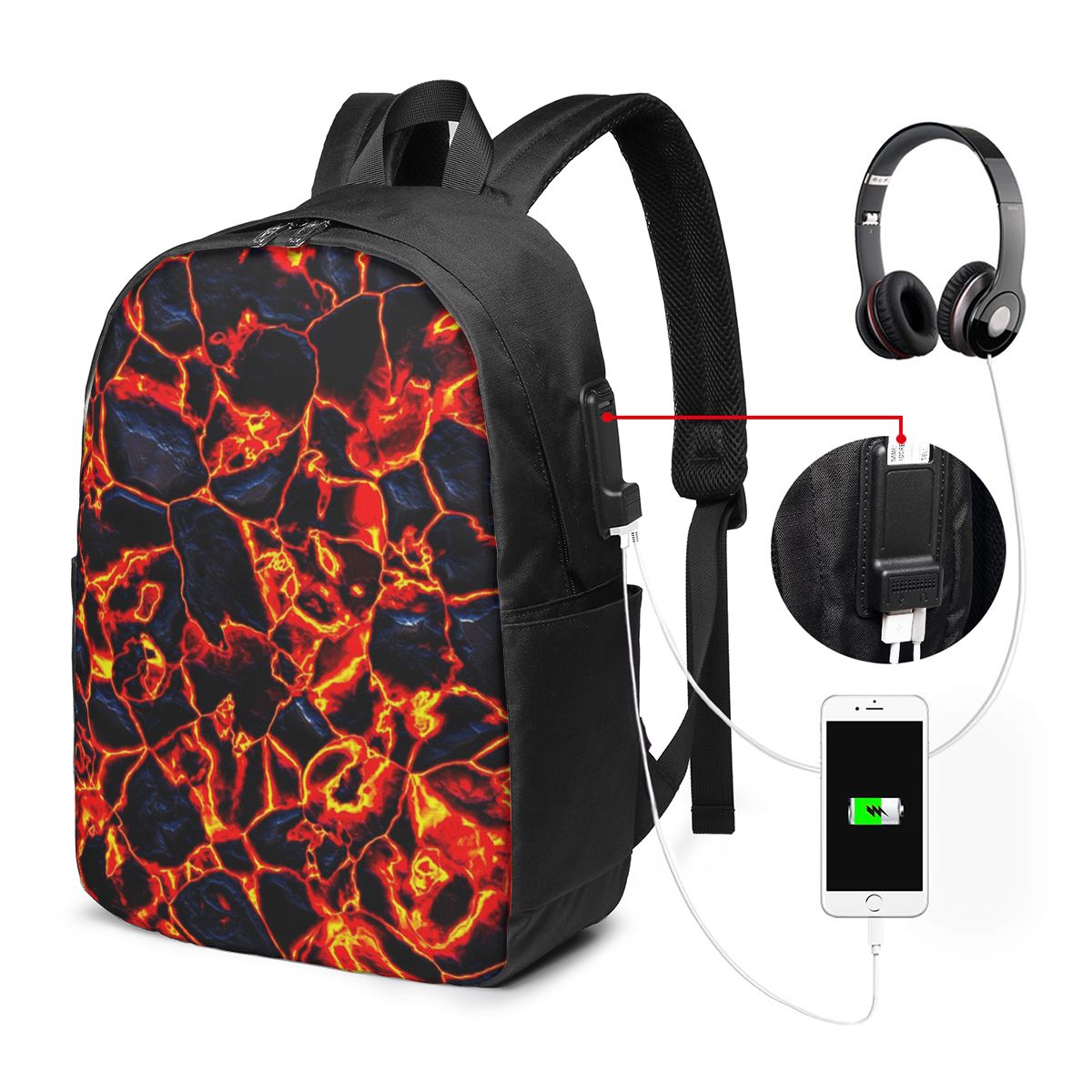 Magma Volcano Lava Fire Backpa - Women'S Bag recension och pris