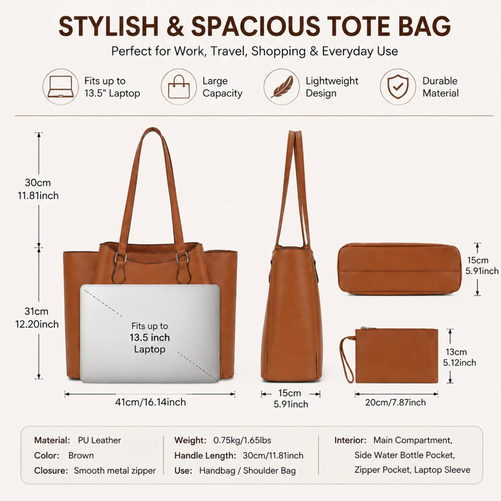 Tote Bag for Women, Large PU L - Women'S Bags For Work recension och pris
