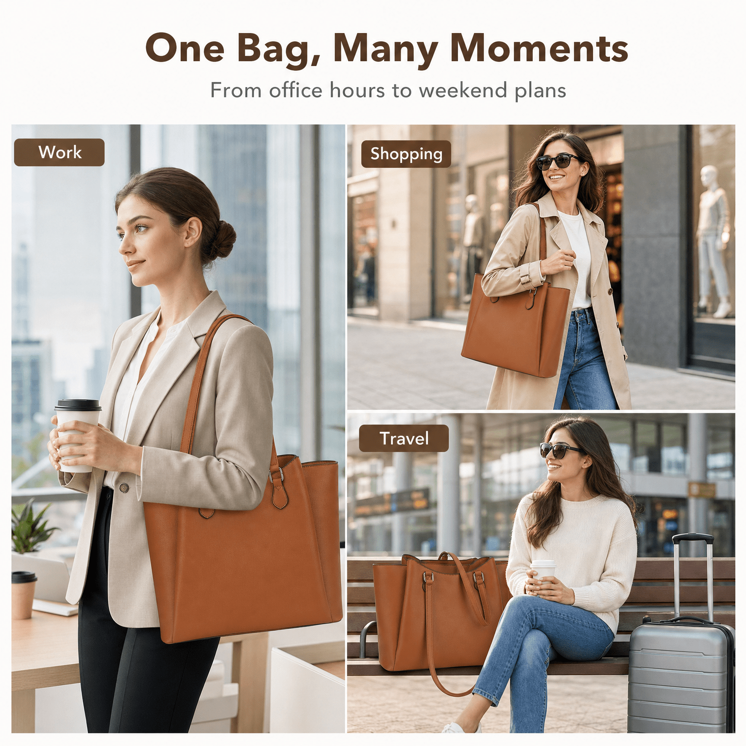 Tote Bag for Women, Large PU L - Women'S Bags For Work recension och pris