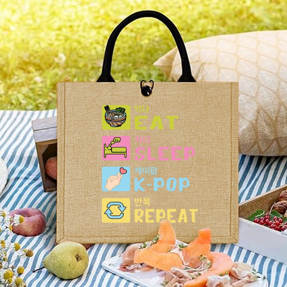 Korean Style Funny Printed Hem - Women Bags Jute recension och pris