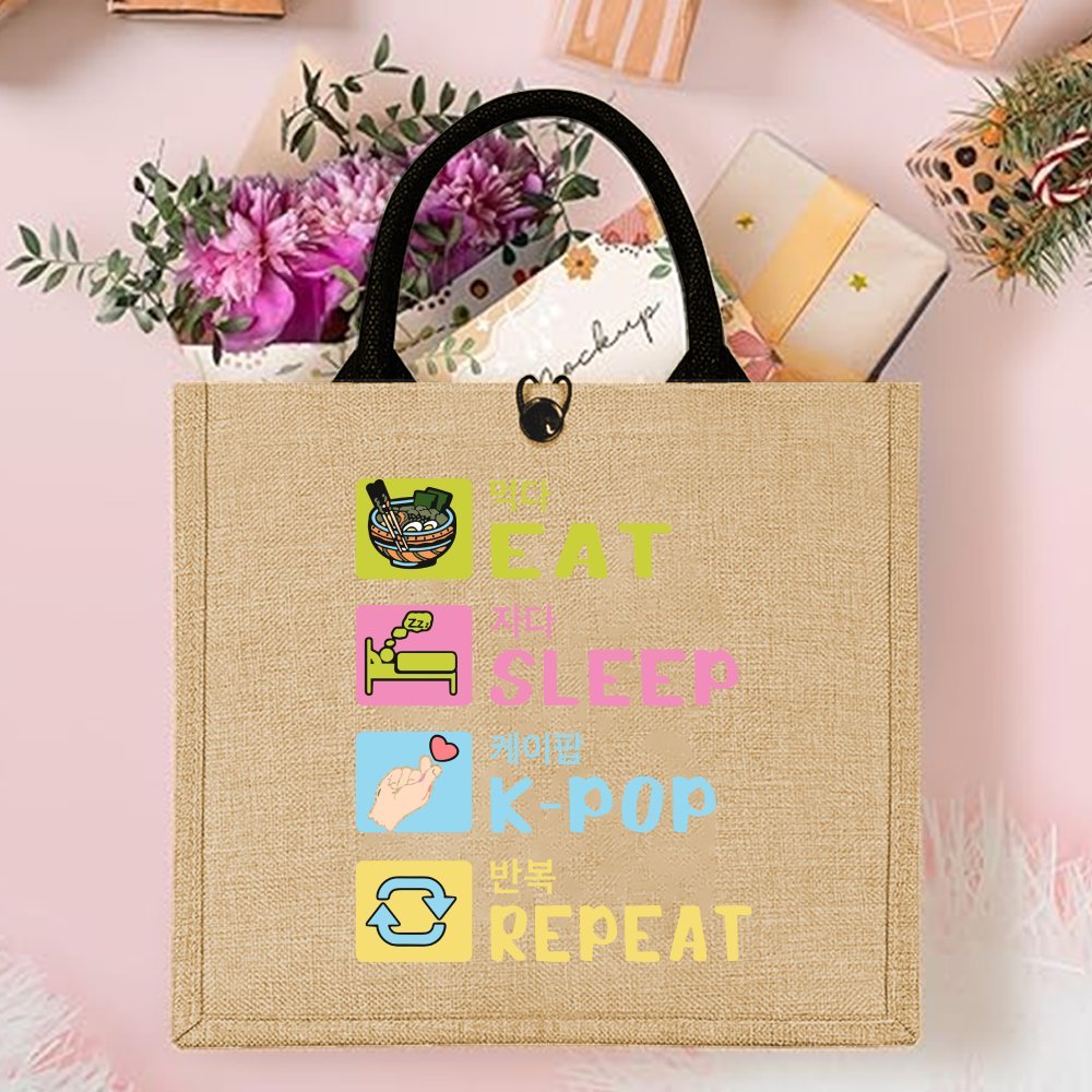 Korean Style Funny Printed Hem - Women Bags Jute recension och pris