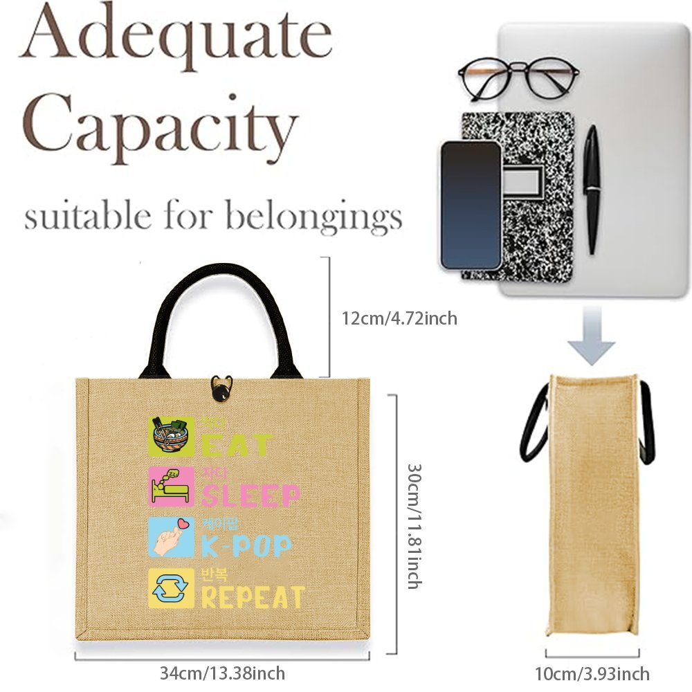 Korean Style Funny Printed Hem - Women Bags Jute recension och pris