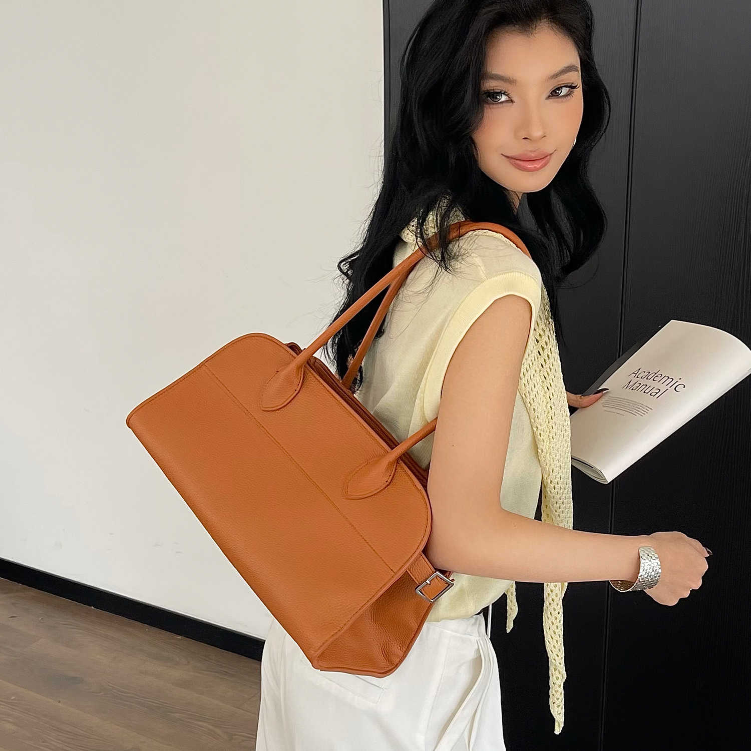 Litchi Grain Texture Tote Bag  - Women Bags With Wallet recension och pris